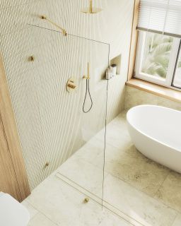 Душевая перегородка MaybahGlass MGD-259-3 79см золото